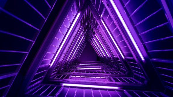 Purple neon lights in a triangular shape